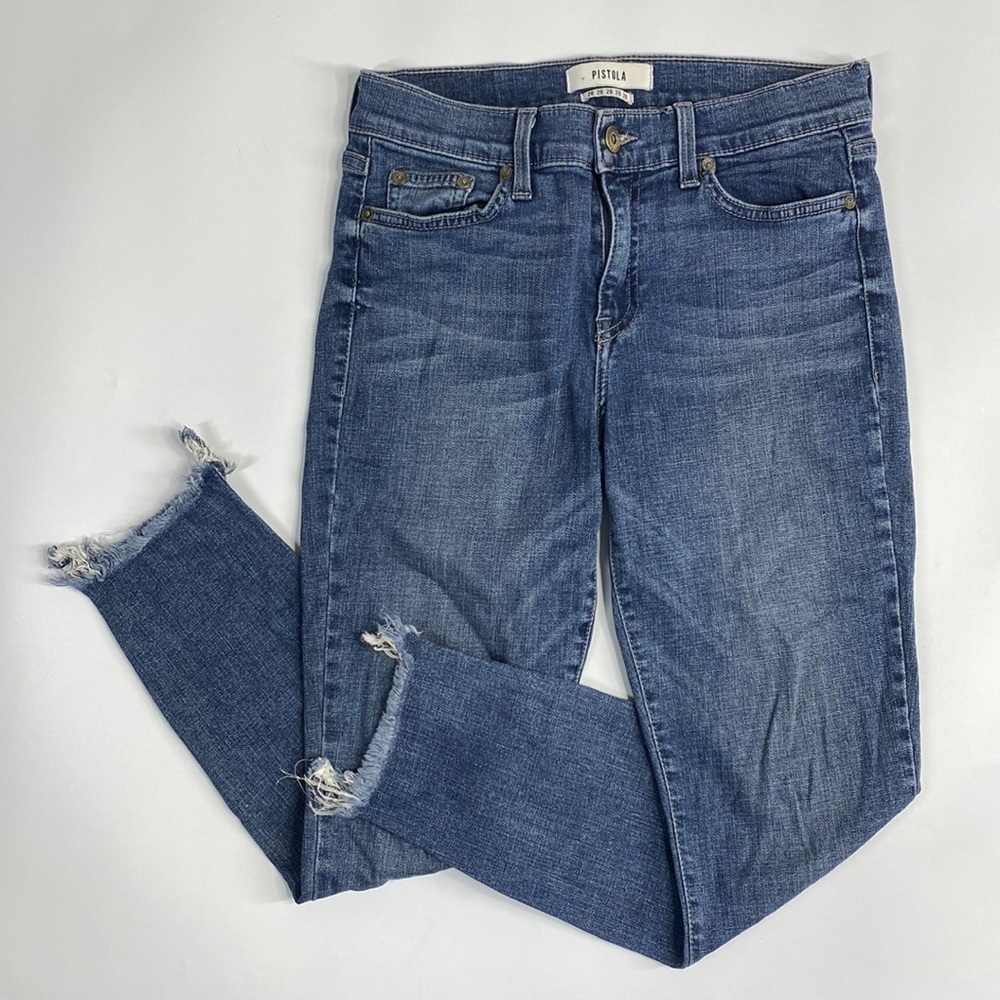 Pistola Raw Hem Cropped Denim Skinny Jeans Size 28